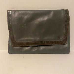 Vintage John Romain Charcoal Gray Leather Clutch
